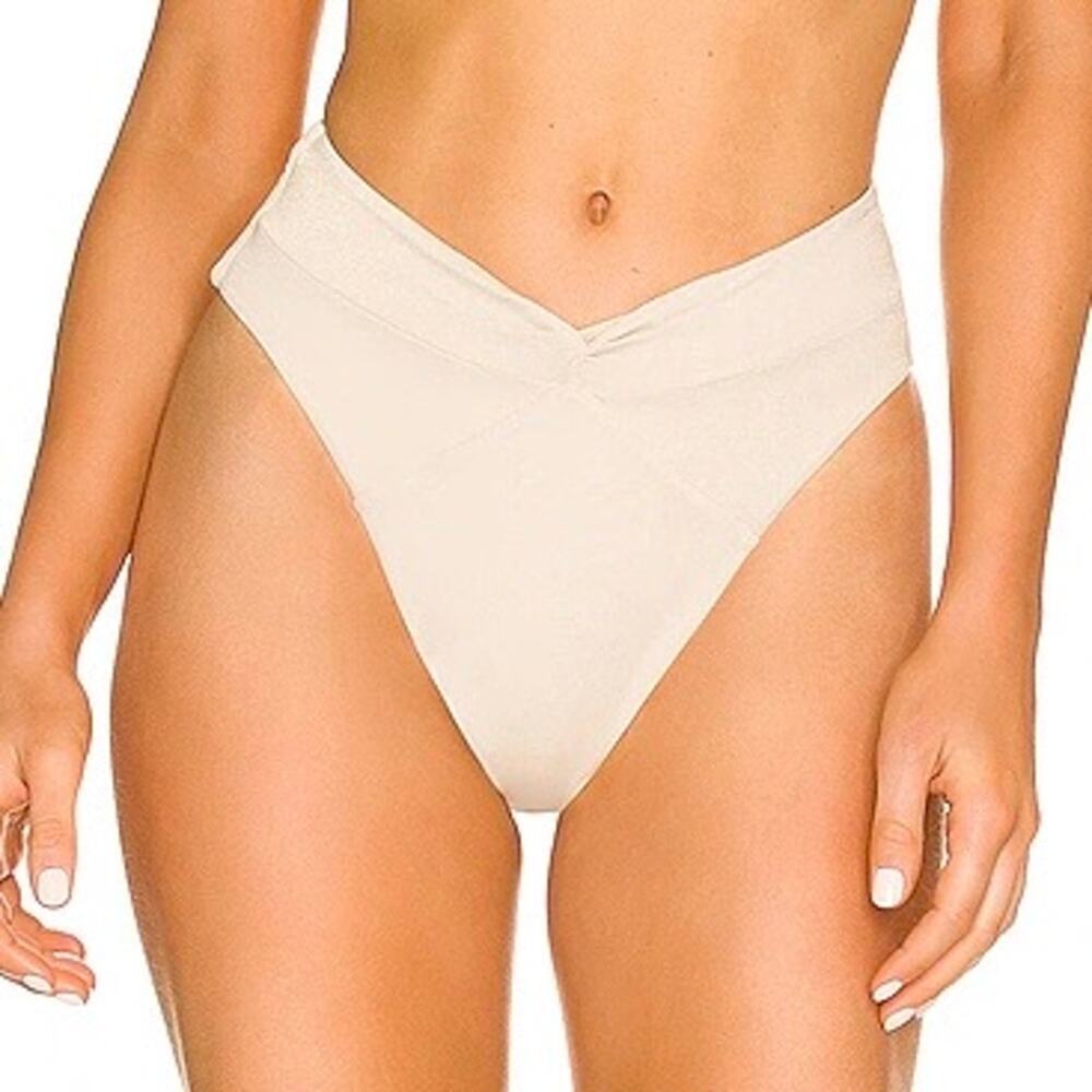 NWT L*SPACE Nancy Lee Shimmer Bitsy Swim Bottom Bone - Size: Small